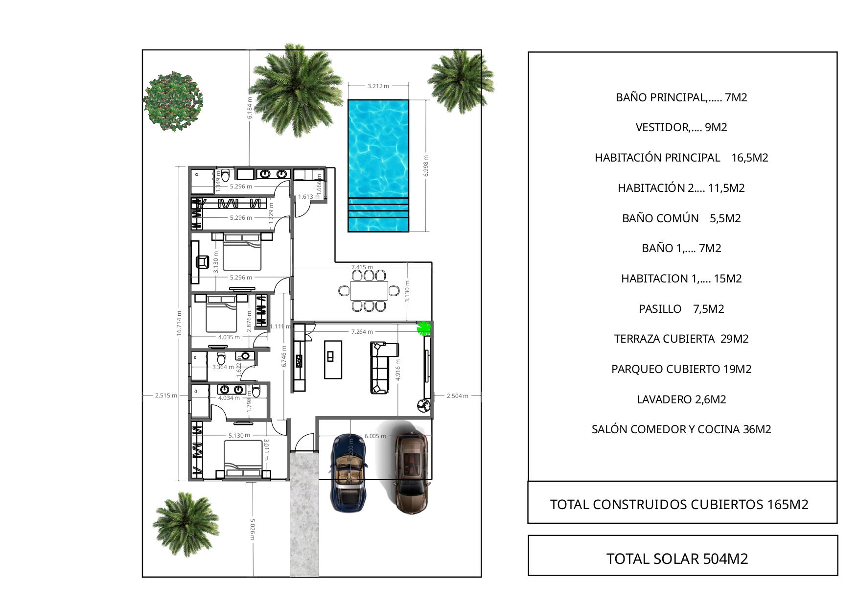Villa Palmera, Plano de Distribución